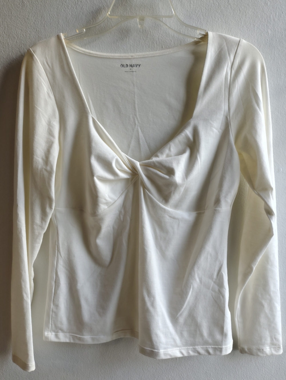 Old Navy Women's White Long-Sleeve Twist Front Top Size M: Medium